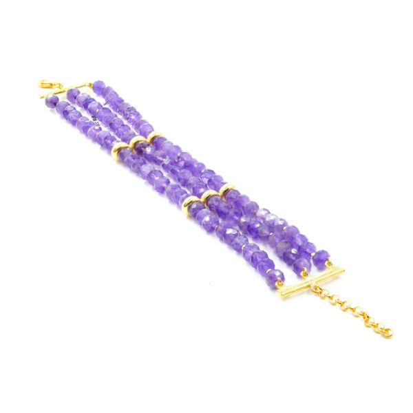 Bracciale Multifilo in ametista, chiusura in argento dorato