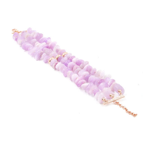 Bracciale Multifilo in kunzite, chiusura in argento rosè