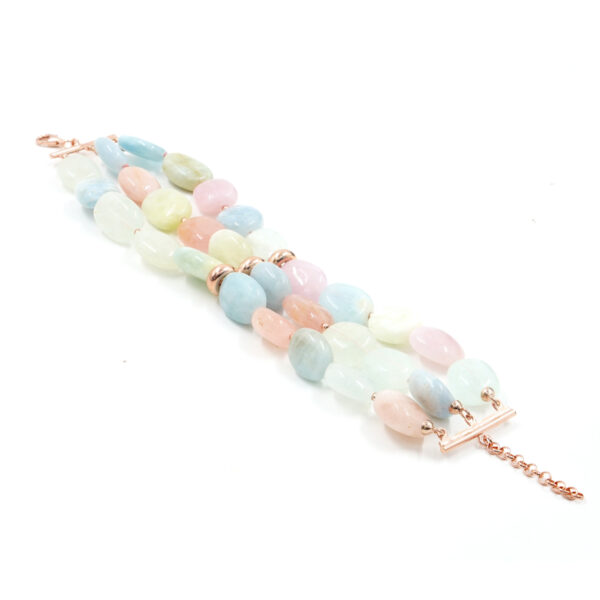 Bracciale Multifilo in berillo, chiusura in argento rosè