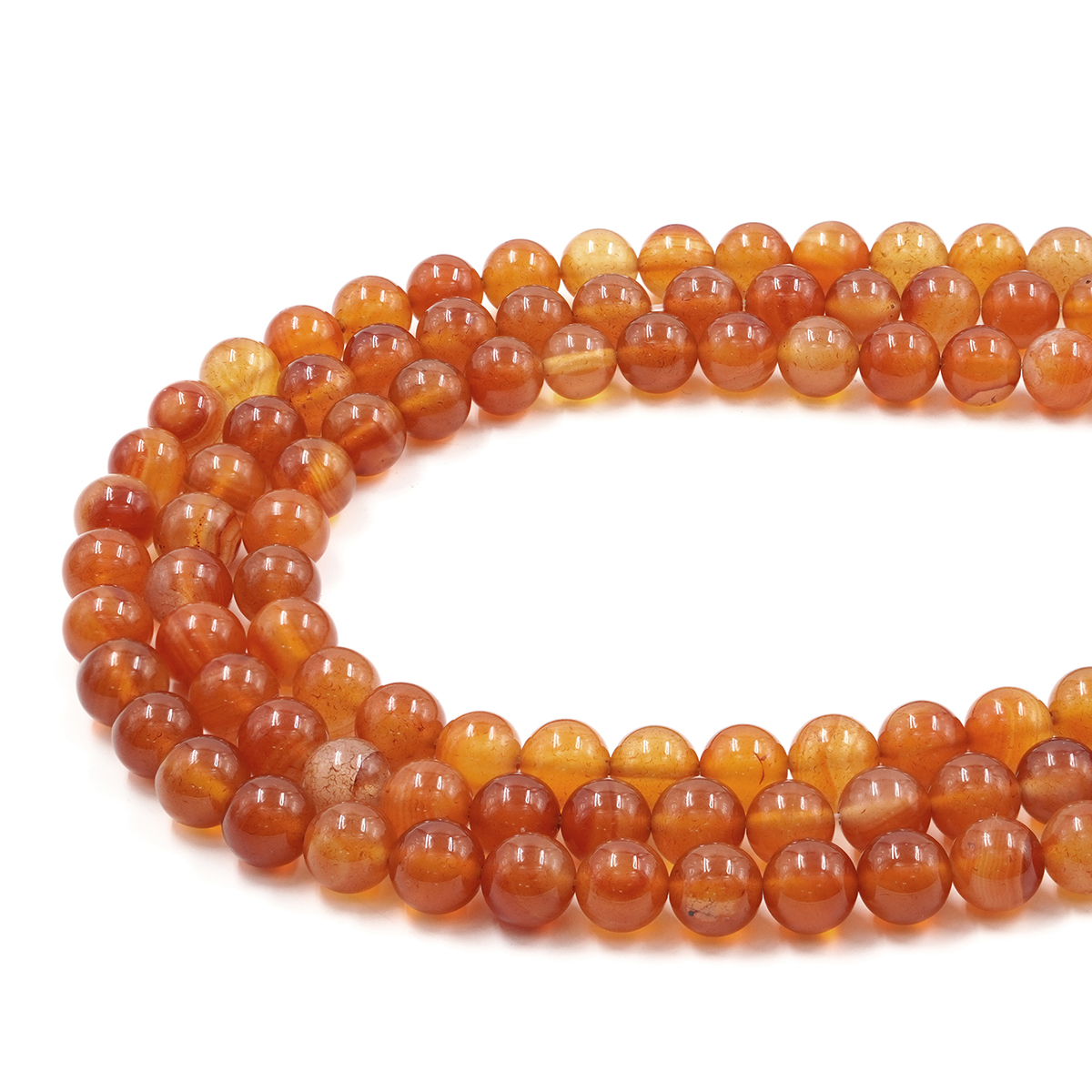Carnelian Agate strands round beads 10mm