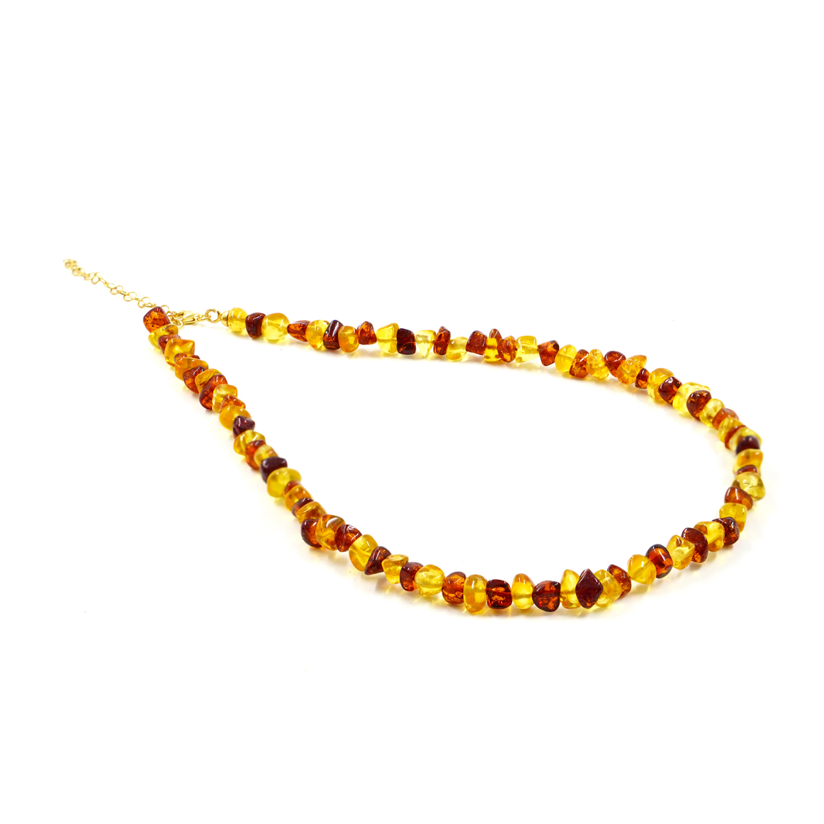 Collana in sassi di ambra, chiusura in argento dorato