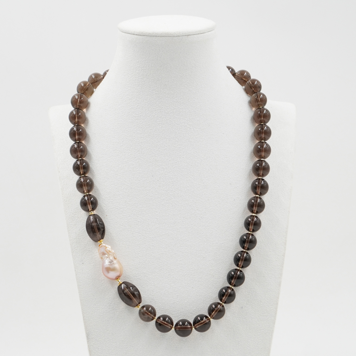 Collana in quarzo, perla, chiusura in argento dorato - immagine 2