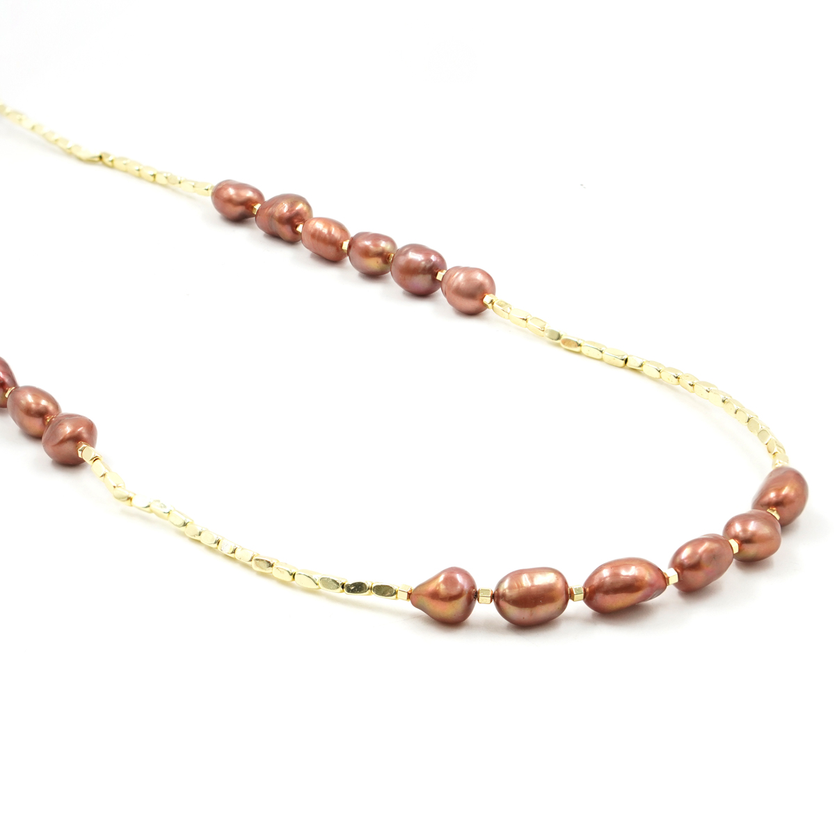 Collana in ematite, perla, chiusura in argento dorato