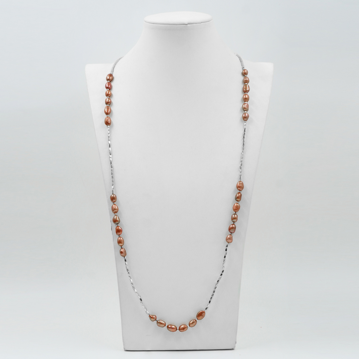 Collana in ematite, perla, chiusura in argento rodiato - immagine 2
