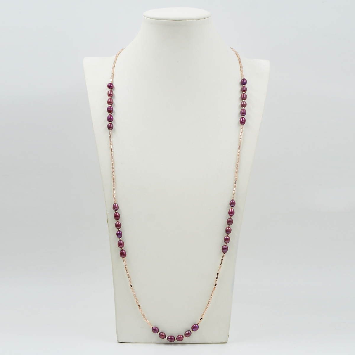 Collana in ematite, perla, chiusura in argento rosè - immagine 2