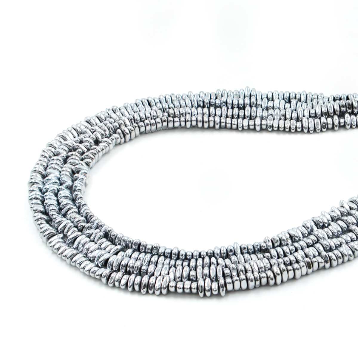 Hematite strands chips 4x2,5mm – Silver