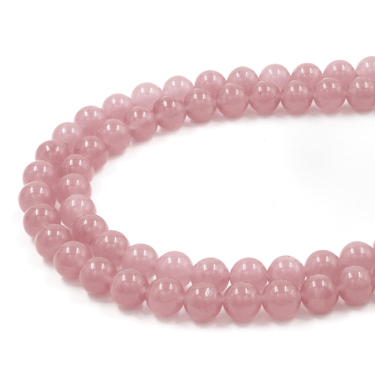 Rose dyed jade strands round beads 6mm to 8mm