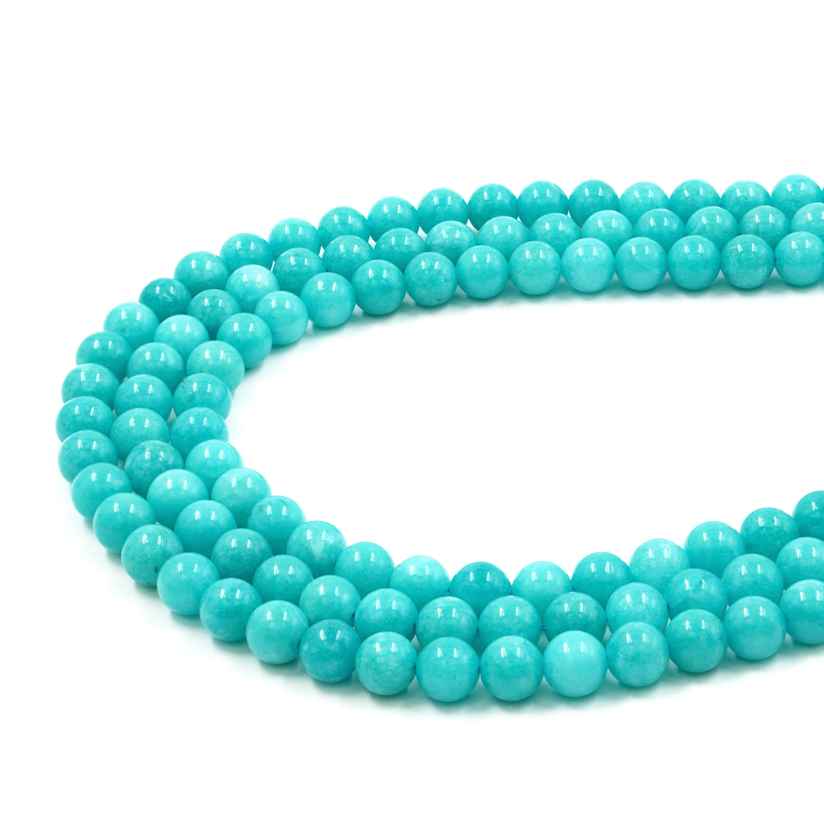Turquoise dyed jade strands round beads 6mm to 10mm