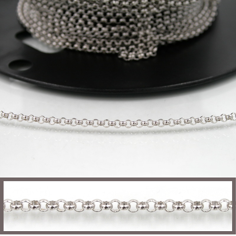 Catena Rolo' in argento diametro 2,00mm – Rodiato