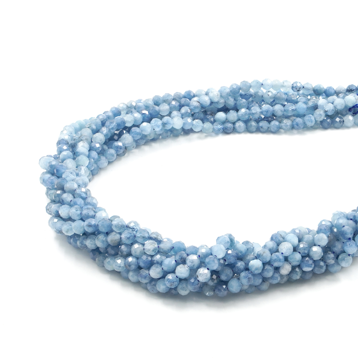 Aquamarine strand faceted round 4,5-5mm