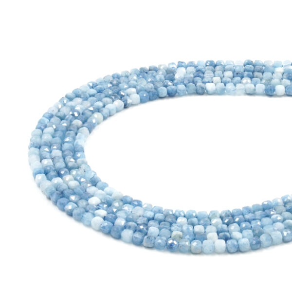 Aquamarine strands faceted dice 4mm