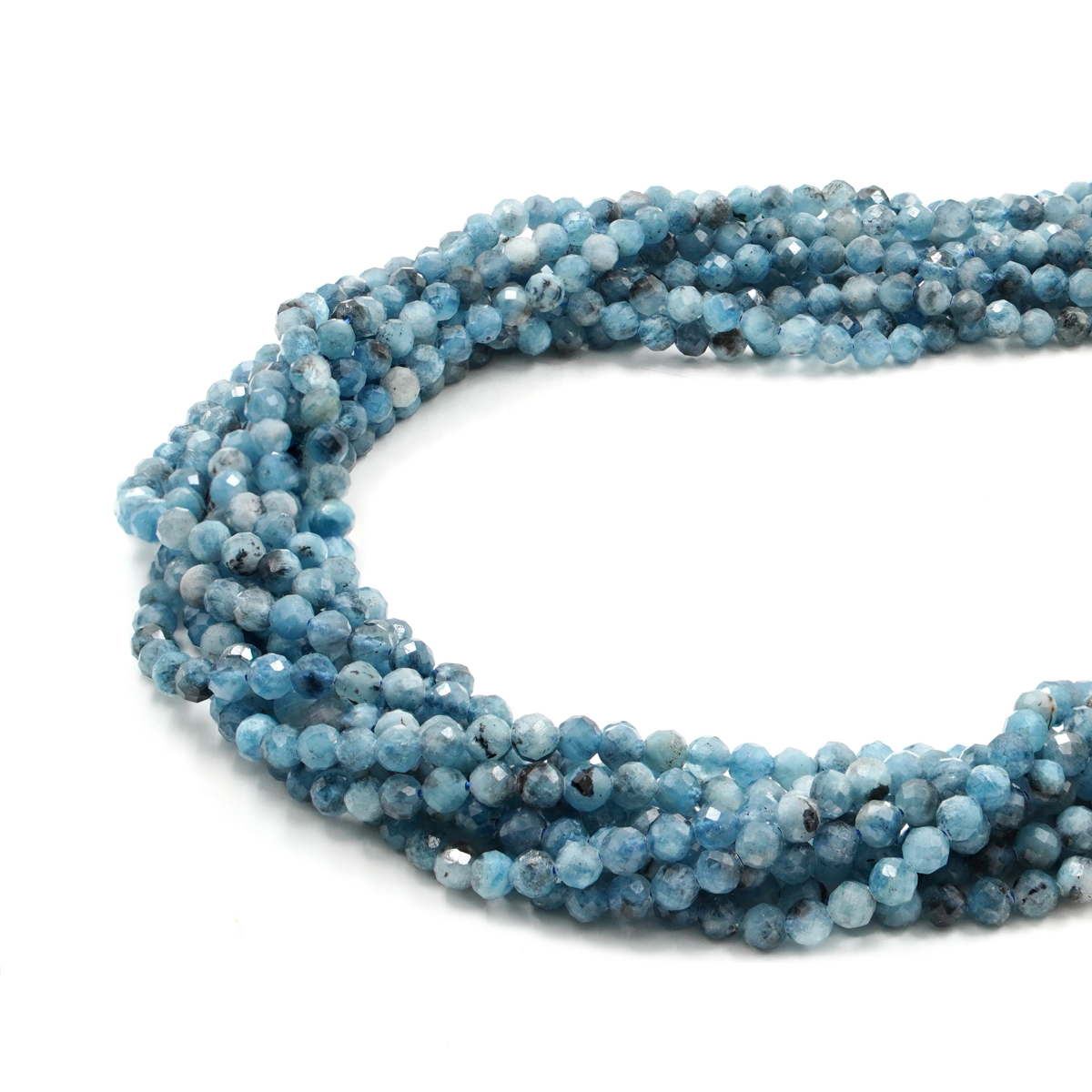 Aquamarine strand faceted round 4mm