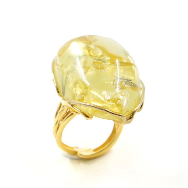Anello Argento con Ambra Citrino – Dorato