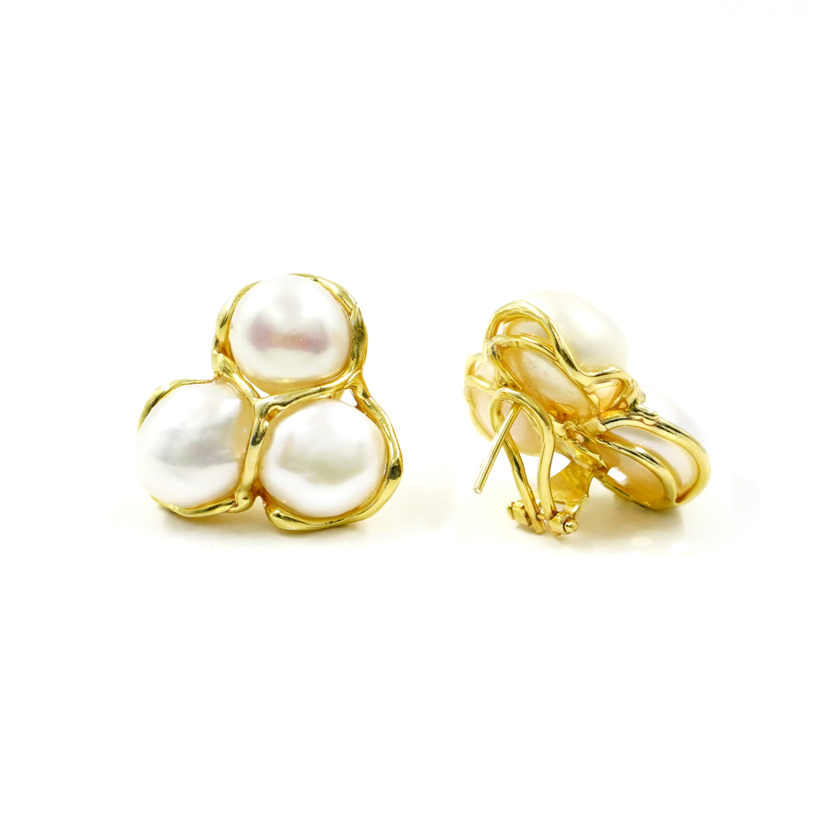 Orecchini Argento con Tre Perle – Dorato