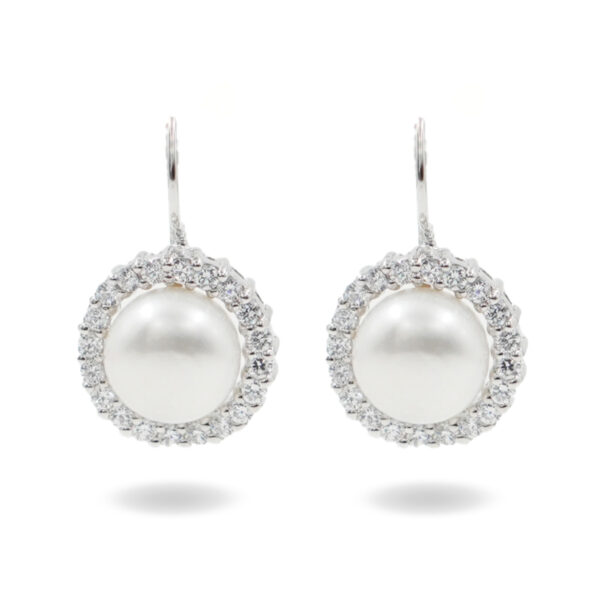 Orecchini Argento con Perla - Rodiato