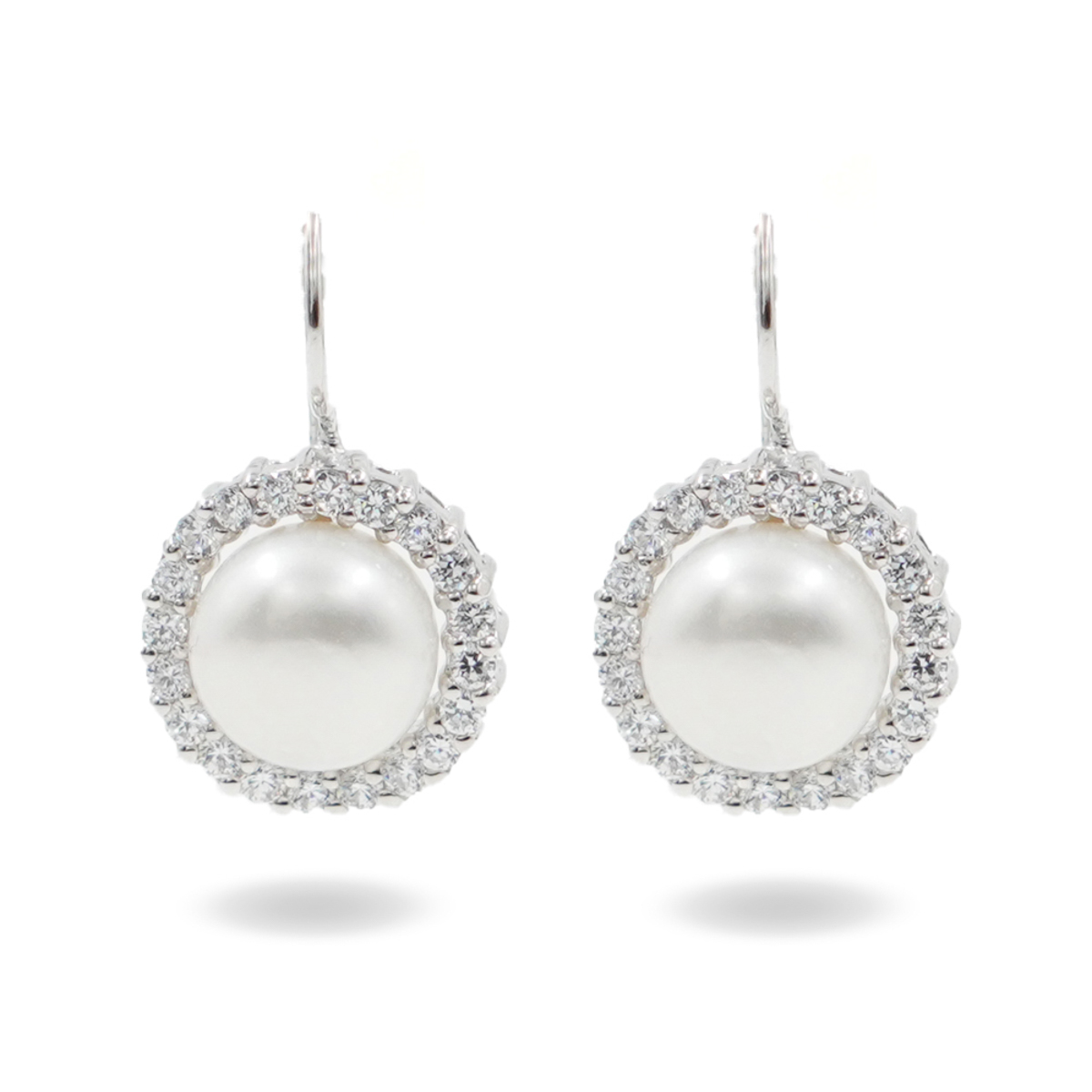 Orecchini Argento con Perla - Rodiato