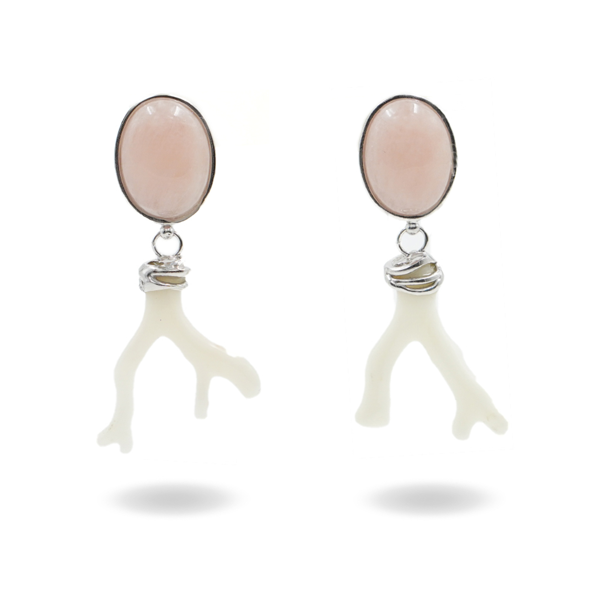 Orecchini Argento con Morganite, Corallo - Rodiato - immagine 2