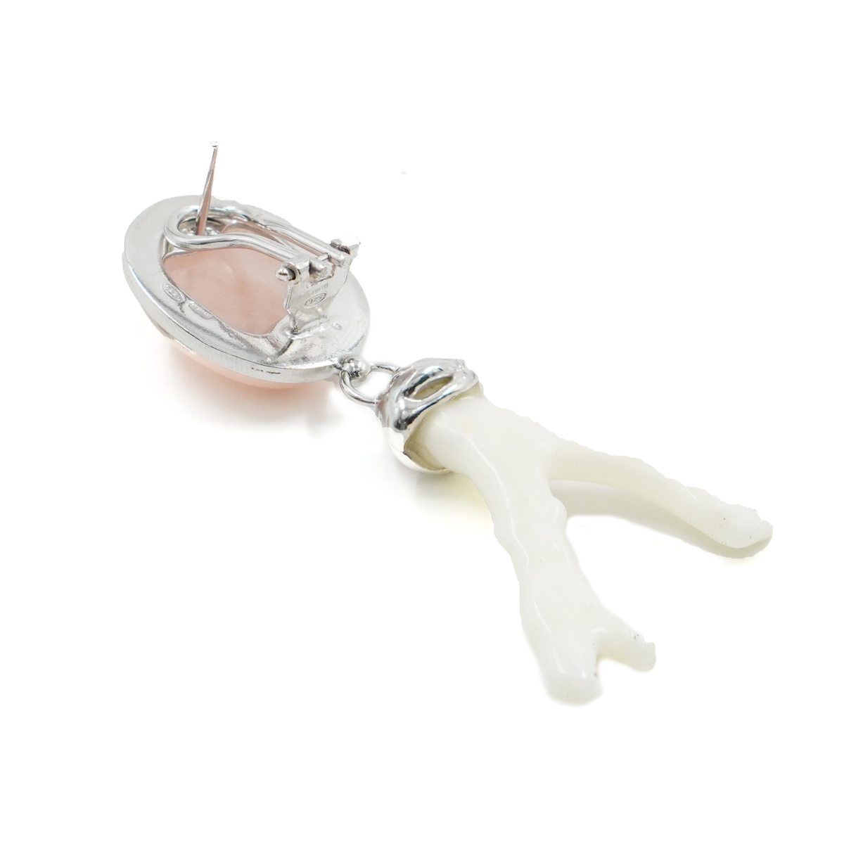 Orecchini Argento con Morganite, Corallo - Rodiato - immagine 3