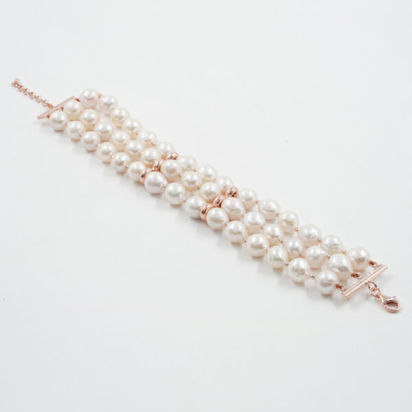 Bracciale in perle, chiusura argento rosè