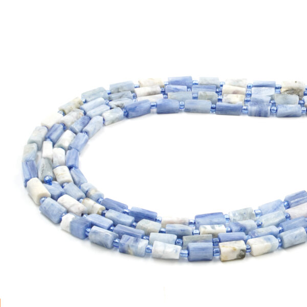 Kyanite strands faceted cylinders 10x5mm