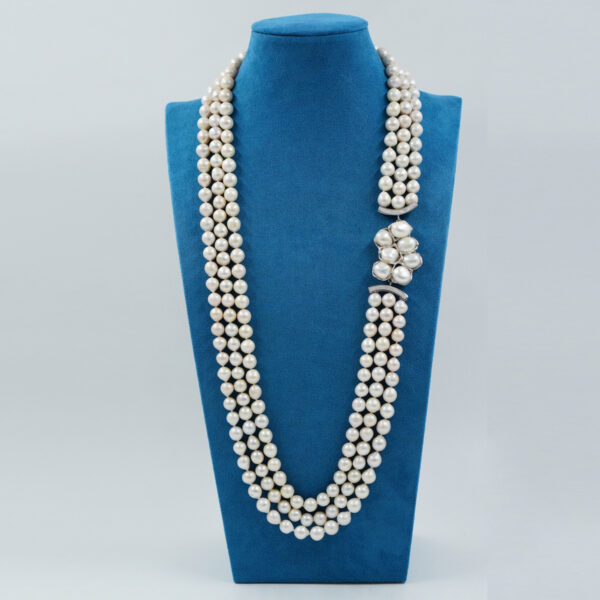 Collana in perle Edison, chiusura argento rodiato