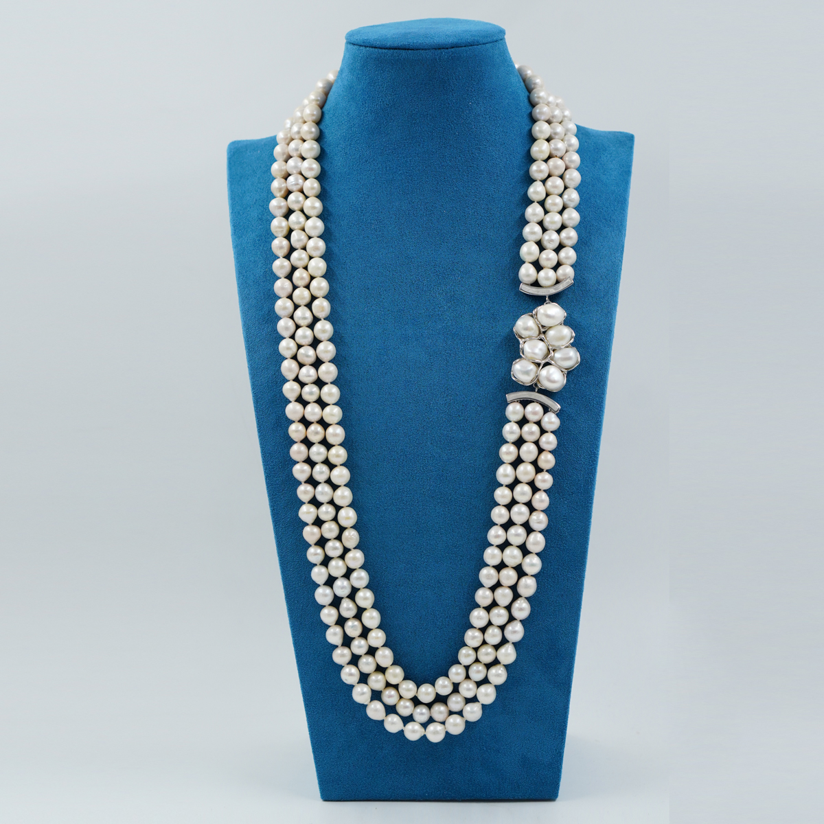 Collana in perle Edison, chiusura argento rodiato