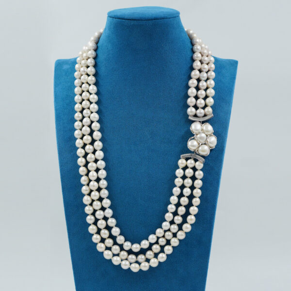 Collana in perle Edison, chiusura argento rodiato