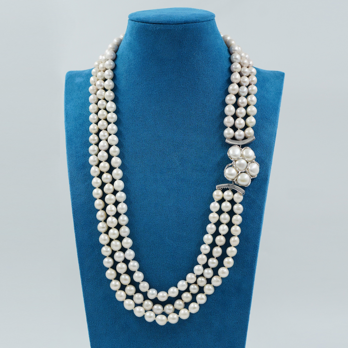 Collana in perle Edison, chiusura argento rodiato