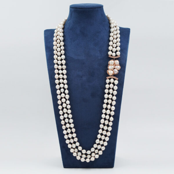 Collana in perle, chiusura argento rosè