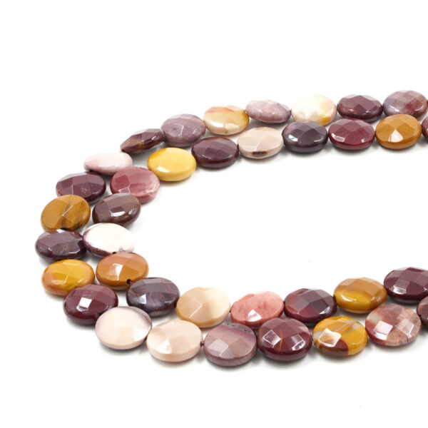 Mookaite strands faceted coin 14mm