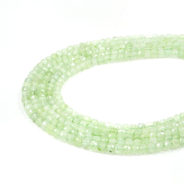 Green Tourmalinated Quartz strands faceted dice 5mm