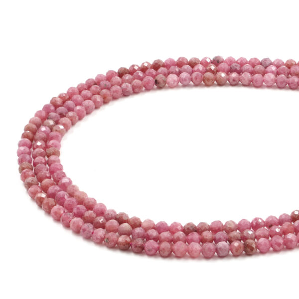 Rhodochrosite strand faceted round 4mm