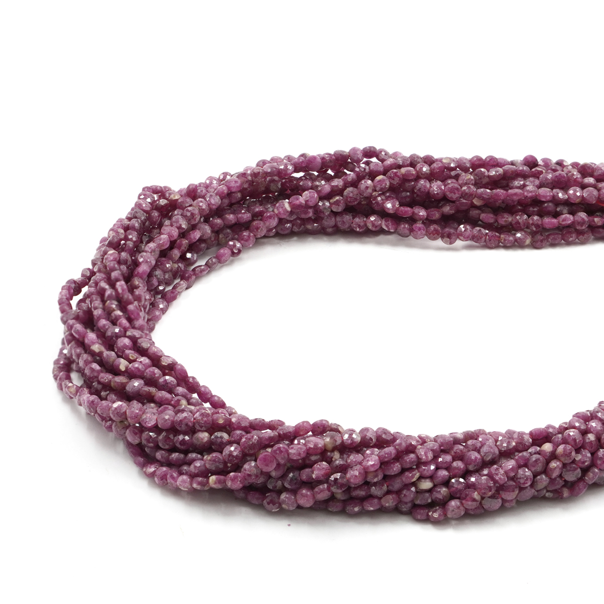 Tourmaline strands faceted coin 4x2mm