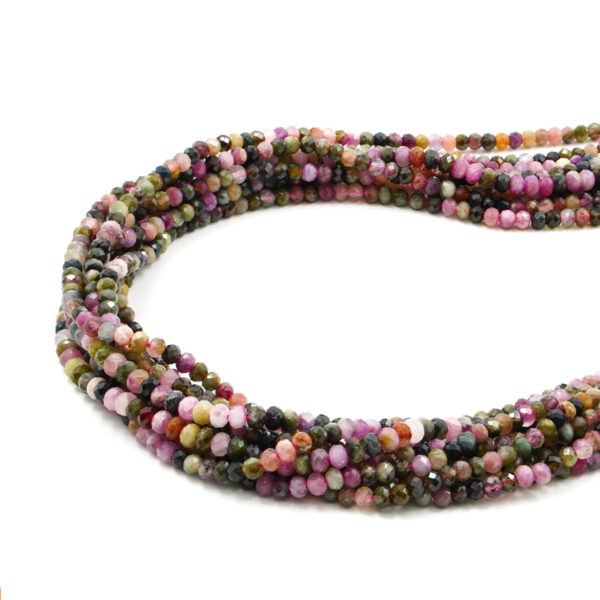 Tourmaline strands faceted washer 4x3mm