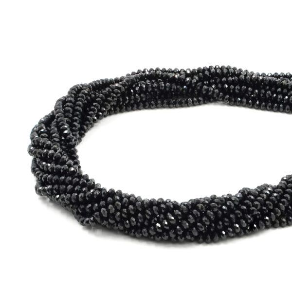 Black Tourmaline strands faceted washer 4x3mm