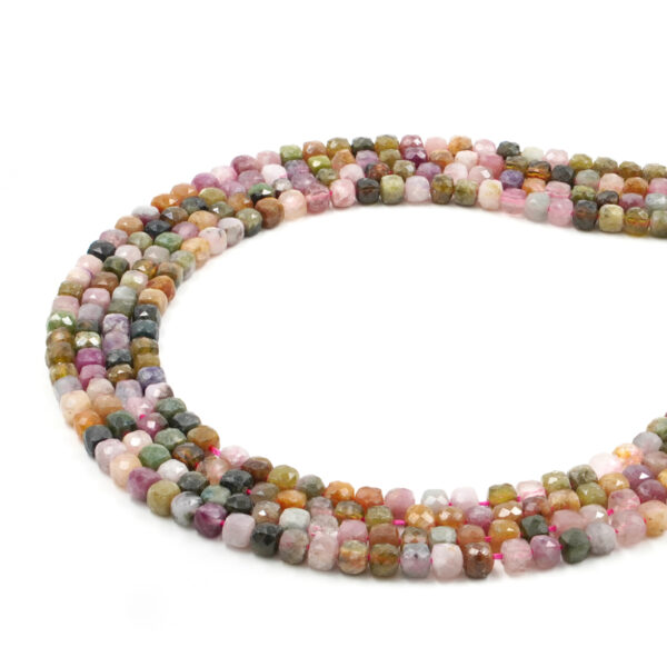 Tourmaline strands faceted dice 5mm