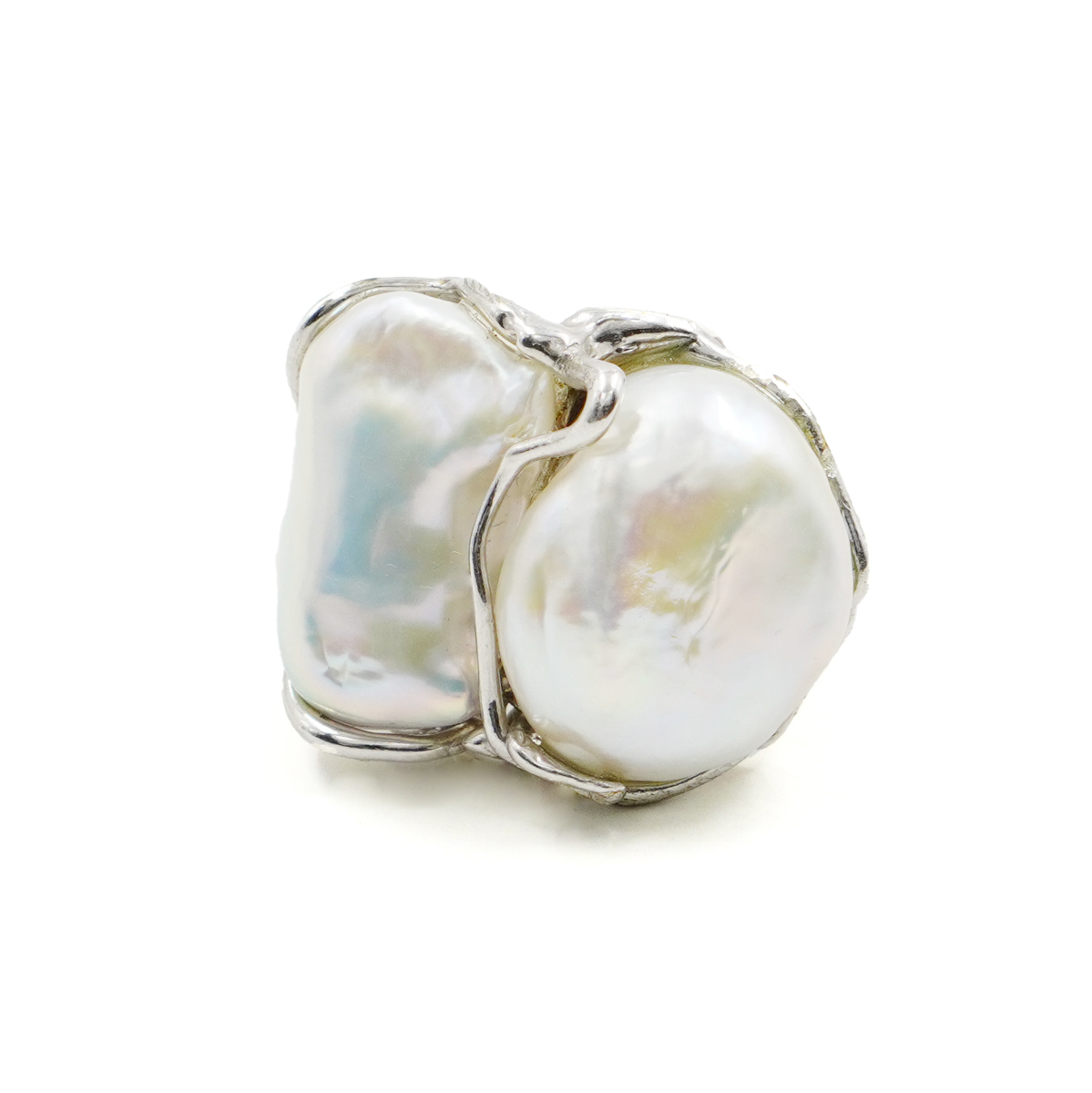 Anello Argento con perle - Rodiato - immagine 2