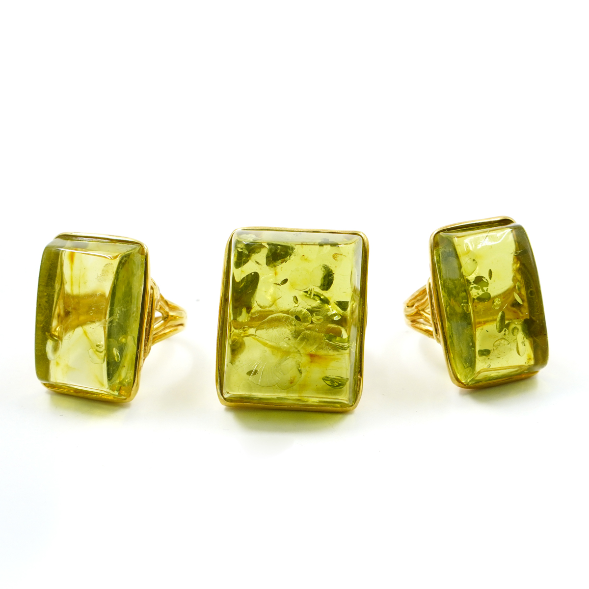 Anello Argento con Ambra Verde – Dorato - immagine 4
