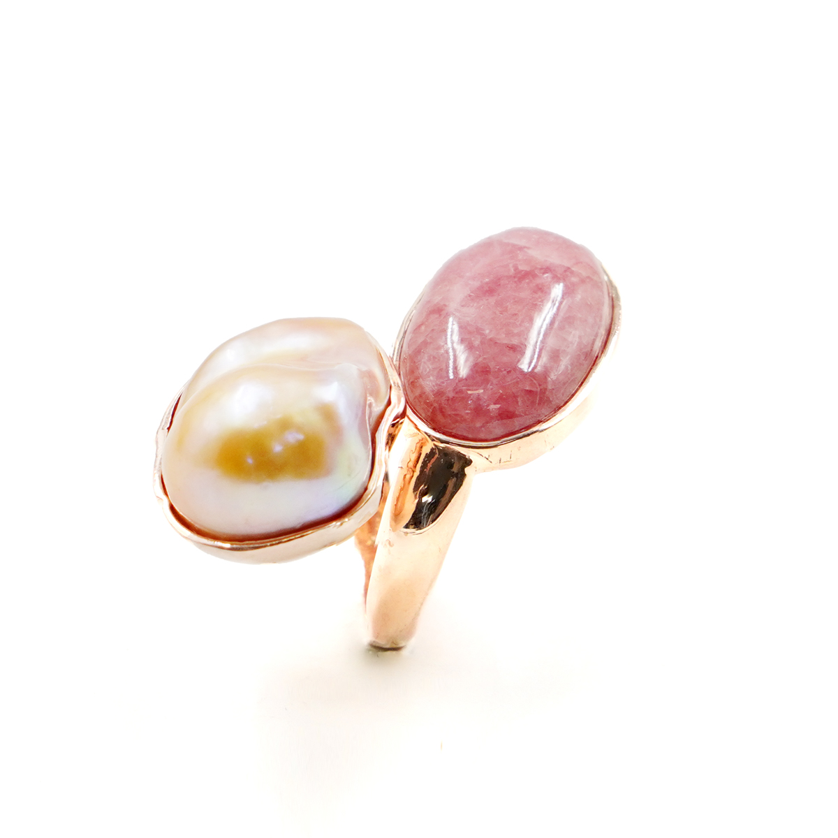 Anello Argento con perla, rodocrosite - Rosè - immagine 3