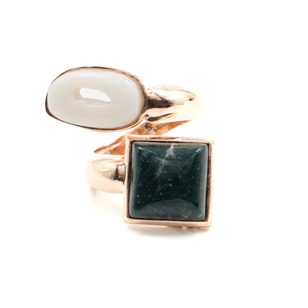 Anello Argento con Agata, Corallo - Rosè