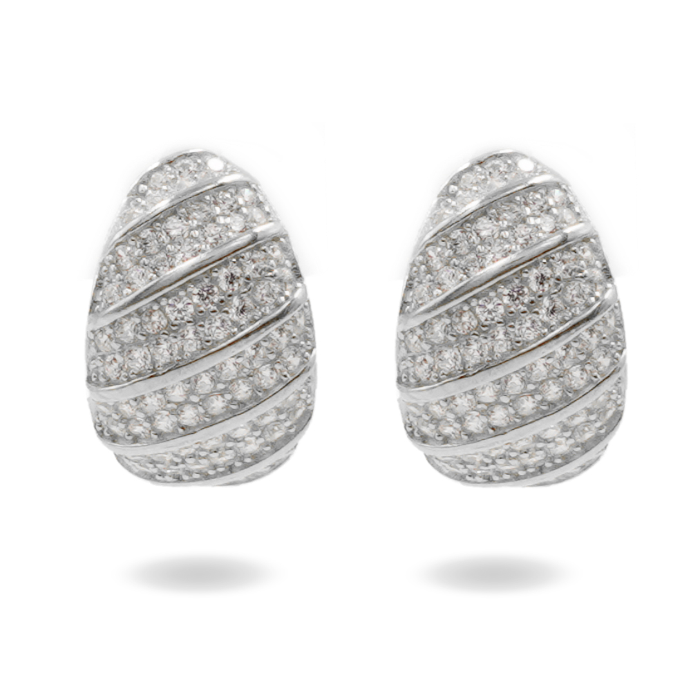 Orecchini Argento ponte con zirconi – Rodiato