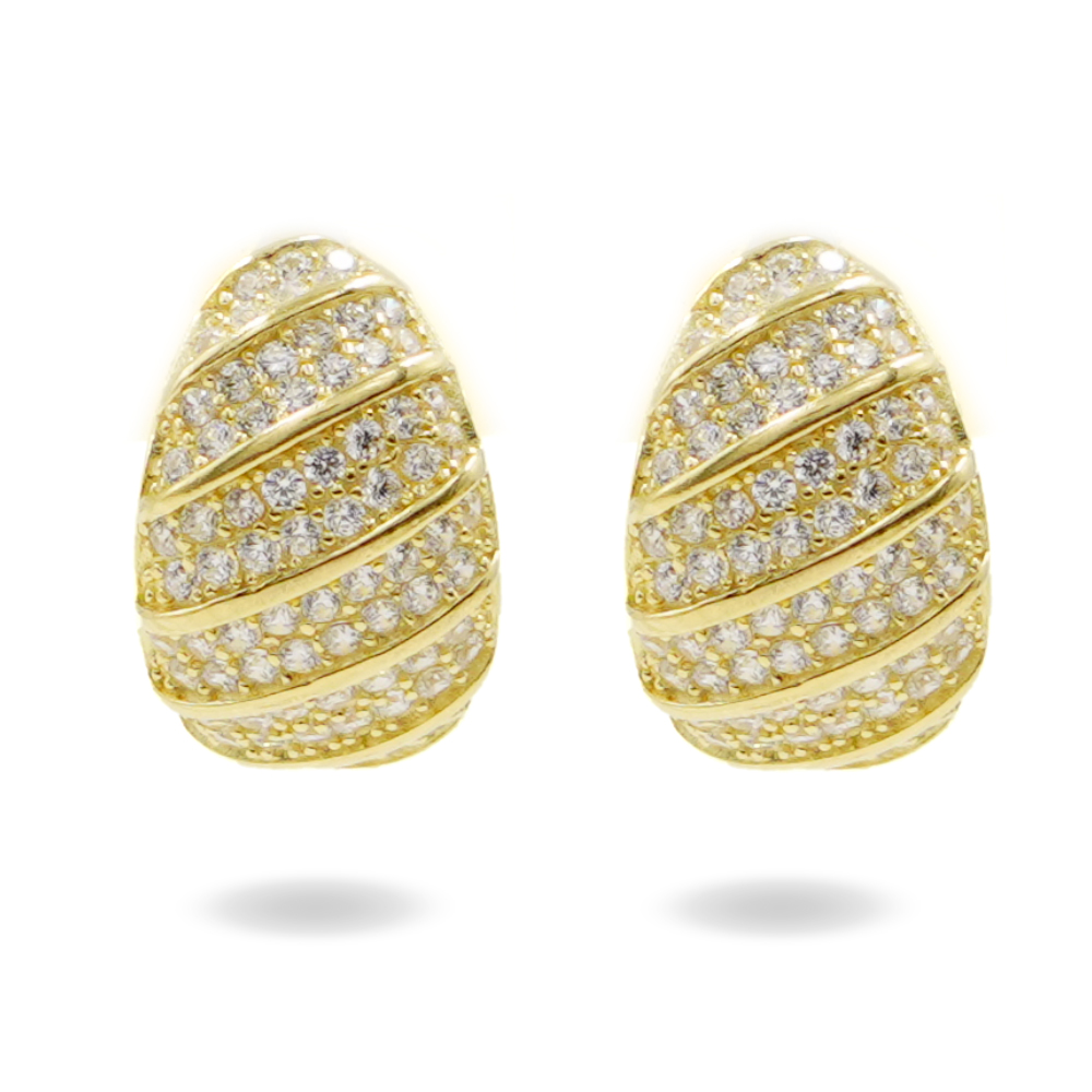 Orecchini Argento ponte con zirconi – Dorato
