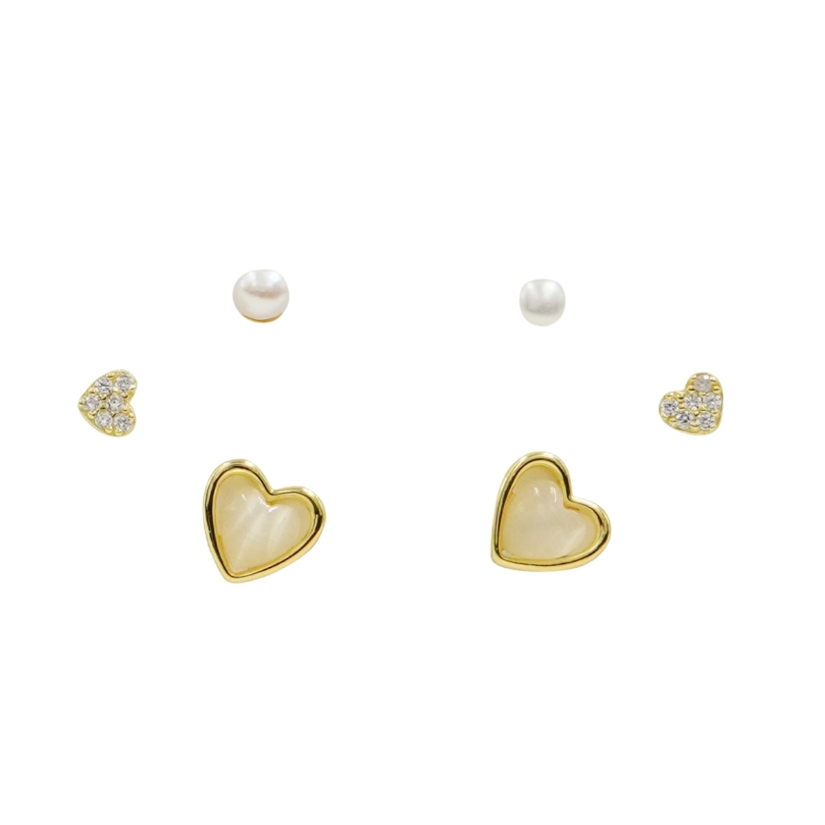 Set Orecchini Argento cuore, perla, madreperla – Dorato