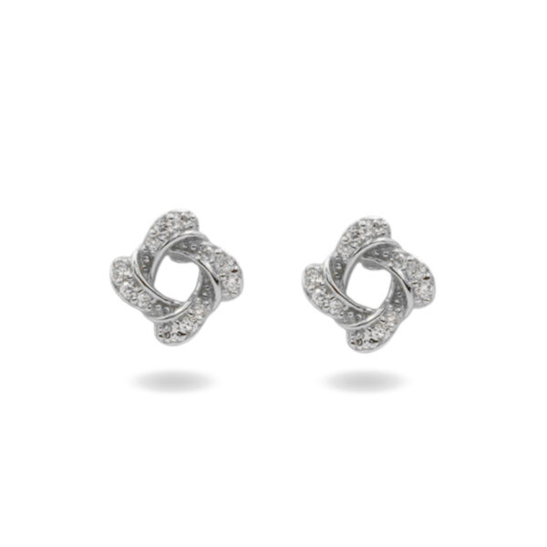 Orecchini Argento rombo con zirconi – Rodiato
