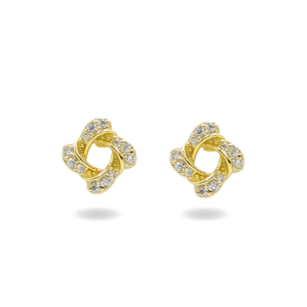 Orecchini Argento rombo con zirconi – Dorato