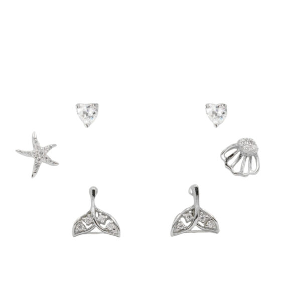Set Orecchini Argento coda sirena con zirconi – Rodiato