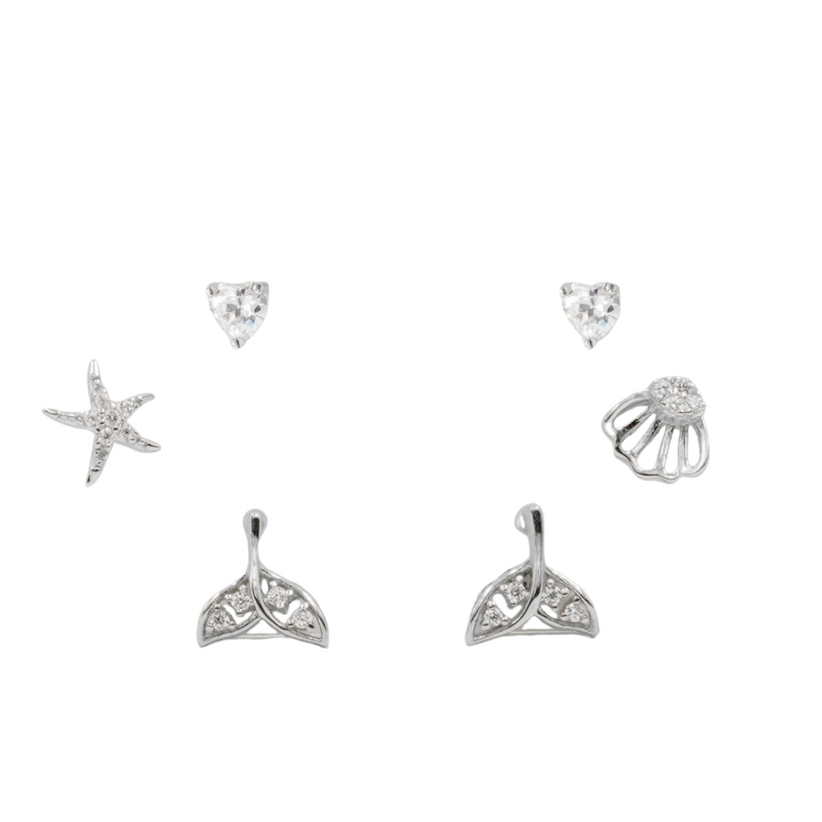 Set Orecchini Argento coda sirena con zirconi – Rodiato