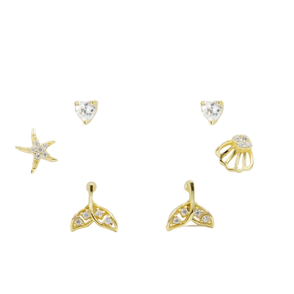 Set Orecchini Argento coda sirena con zirconi – Dorato