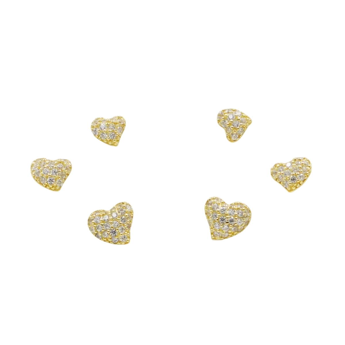 Orecchini Argento cuori con zirconi – Dorato