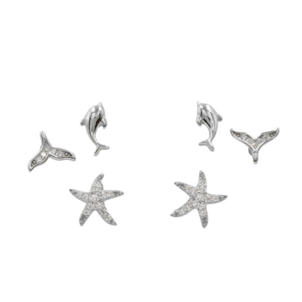 Set Orecchini Argento delfino con zirconi – Rodiato